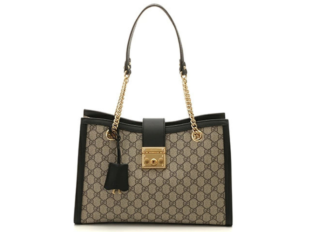 Gucci bag tote GG padlock chain Beige Cream canvas
